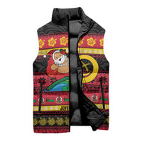 Vanuatu Christmas Sleeveless Puffer Jacket Joyeux Noel Surfing Santa With Boar Tusk LT14 - Polynesian Pride