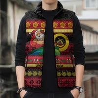 Vanuatu Christmas Sleeveless Puffer Jacket Joyeux Noel Surfing Santa With Boar Tusk LT14 - Polynesian Pride