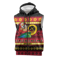 Vanuatu Christmas Sleeveless Zip Hoodie Joyeux Noel Surfing Santa With Boar Tusk LT14 Red - Polynesian Pride