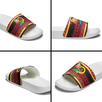Vanuatu Christmas Slide Sandals Joyeux Noel Surfing Santa With Boar Tusk - Polynesian Pride