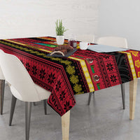 Vanuatu Christmas Tablecloth Joyeux Noel Surfing Santa With Boar Tusk LT14 - Polynesian Pride