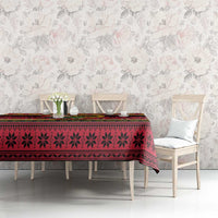 Vanuatu Christmas Tablecloth Joyeux Noel Surfing Santa With Boar Tusk LT14 - Polynesian Pride