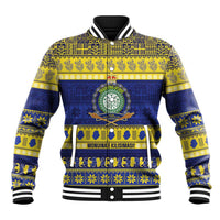 Niue Christmas Baseball Jacket Monuina e Kilisimasi Hiapo Motifs LT14 Unisex Blue - Polynesian Pride