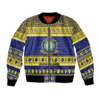 Niue Christmas Bomber Jacket Monuina e Kilisimasi Hiapo Motifs LT14 Unisex Blue - Polynesian Pride