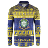Niue Christmas Button Sweatshirt Monuina e Kilisimasi Hiapo Motifs LT14 Blue - Polynesian Pride