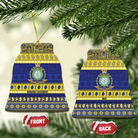 Niue Christmas Ceramic Ornament Monuina e Kilisimasi Hiapo Motifs LT14 Bell Flake Blue - Polynesian Pride