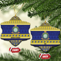 Niue Christmas Ceramic Ornament Monuina e Kilisimasi Hiapo Motifs LT14 Snow Flake Blue - Polynesian Pride