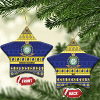 Niue Christmas Ceramic Ornament Monuina e Kilisimasi Hiapo Motifs LT14 Star Blue - Polynesian Pride
