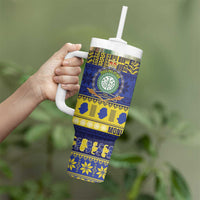 Niue Christmas Tumbler With Handle Monuina e Kilisimasi Hiapo Motifs - Polynesian Pride