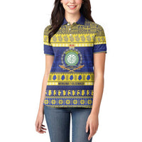 Niue Christmas Women Polo Shirt Monuina e Kilisimasi Hiapo Motifs - Polynesian Pride