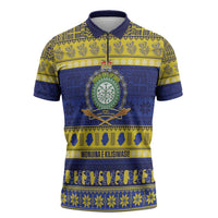 Niue Christmas Zipper Polo Shirt Monuina e Kilisimasi Hiapo Motifs - Polynesian Pride