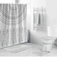Niue White Sunday Bathroom Set Tapu Fanau Ia Puakenikeni Hiapo Pattern - Polynesian Pride