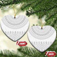 Niue White Sunday Ceramic Ornament Tapu Fanau Ia Puakenikeni Hiapo Pattern LT14 Heart White - Polynesian Pride