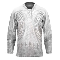 Niue White Sunday Hockey Jersey Tapu Fanau Ia Puakenikeni Hiapo Pattern LT14 Unisex White - Polynesian Pride