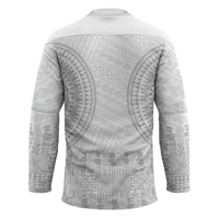 Niue White Sunday Hockey Jersey Tapu Fanau Ia Puakenikeni Hiapo Pattern LT14 - Polynesian Pride
