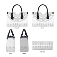 Niue White Sunday Leather Bag Tapu Fanau Ia Puakenikeni Hiapo Pattern - Polynesian Pride
