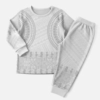 Niue White Sunday Christmas Pajama Set Tapu Fanau Ia Puakenikeni Hiapo Pattern - Polynesian Pride