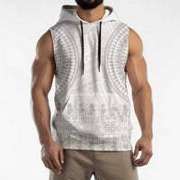 Niue White Sunday Sleeveless Hoodie Tapu Fanau Ia Puakenikeni Hiapo Pattern - Polynesian Pride