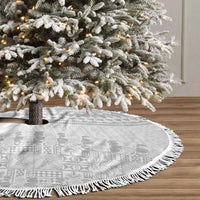 Niue White Sunday Tree Skirt Tapu Fanau Ia Puakenikeni Hiapo Pattern LT14 - Polynesian Pride