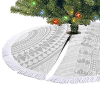 Niue White Sunday Tree Skirt Tapu Fanau Ia Puakenikeni Hiapo Pattern LT14 - Polynesian Pride