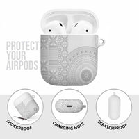 Niue White Sunday AirPods Case Half Hiapo Pattern Vibes LT14 - Polynesian Pride