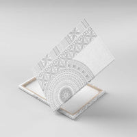 Niue White Sunday Canvas Wall Art Half Hiapo Pattern Vibes - Polynesian Pride