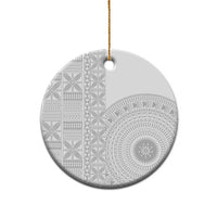 Niue White Sunday Ceramic Ornament Half Hiapo Pattern Vibes LT14 - Polynesian Pride