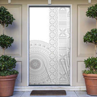 Niue White Sunday Door Cover Half Hiapo Pattern Vibes - Polynesian Pride
