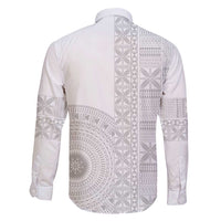 Niue White Sunday Family Matching Tank Maxi Dress and Hawaiian Shirt Half Hiapo Pattern Vibes - Polynesian Pride