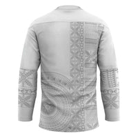 Niue White Sunday Hockey Jersey Half Hiapo Pattern Vibes LT14 - Polynesian Pride