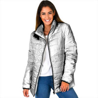 Niue White Sunday Padded Jacket Half Hiapo Pattern Vibes - Polynesian Pride