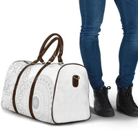 Niue White Sunday Travel Bag Half Hiapo Pattern Vibes - Polynesian Pride