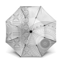 Niue White Sunday Umbrella Half Hiapo Pattern Vibes - Polynesian Pride