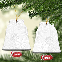 Tapu Fanau Ia Niue Ceramic Ornament Happy White Sunday Unique Hiapo LT14 Bell Flake White - Polynesian Pride