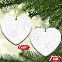 Tapu Fanau Ia Niue Ceramic Ornament Happy White Sunday Unique Hiapo LT14 Heart White - Polynesian Pride