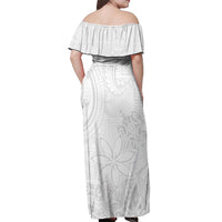 Tapu Fanau Ia Niue Off Shoulder Maxi Dress Happy White Sunday Unique Hiapo - Polynesian Pride