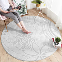 Tapu Fanau Ia Niue Round Carpet Happy White Sunday Unique Hiapo - Polynesian Pride