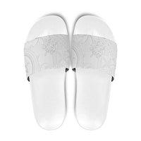 Tapu Fanau Ia Niue Slide Sandals Happy White Sunday Unique Hiapo - Polynesian Pride