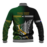Personalised New Zealand and South Africa Rugby Baseball Jacket 2023 World Cup Final All Black Springboks Together LT14 - Polynesian Pride