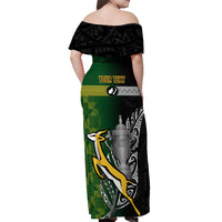 Personalised New Zealand and South Africa Rugby Off Shoulder Maxi Dress 2023 World Cup Final All Black Springboks Together LT14 - Polynesian Pride