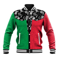 Vanuatu Cowboy Baseball Jacket Cowboy Symbols Split Stylized LT14 Unisex Green - Polynesian Pride