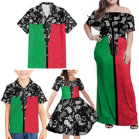 Vanuatu Cowboy Family Matching Off Shoulder Maxi Dress and Hawaiian Shirt Cowboy Symbols Split Stylized - Polynesian Pride