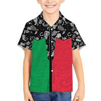Vanuatu Cowboy Family Matching Puletasi and Hawaiian Shirt Cowboy Symbols Split Stylized LT14 Son's Shirt Green - Polynesian Pride