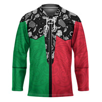 Vanuatu Cowboy Hockey Jersey Cowboy Symbols Split Stylized LT14 Unisex Green - Polynesian Pride