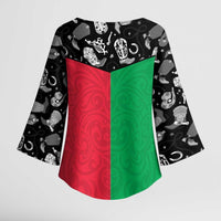 Vanuatu Cowboy Kimono Sleeve Blouse Cowboy Symbols Split Stylized LT14 - Polynesian Pride
