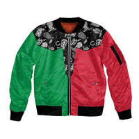 Vanuatu Cowboy Sleeve Zip Bomber Jacket Cowboy Symbols Split Stylized - Polynesian Pride