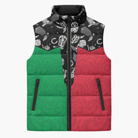 Vanuatu Cowboy Sleeveless Puffer Jacket Cowboy Symbols Split Stylized LT14 Unisex Green - Polynesian Pride