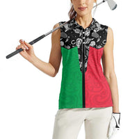 Vanuatu Cowboy Women Sleeveless Polo Shirt Cowboy Symbols Split Stylized LT14 - Polynesian Pride