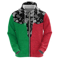 Vanuatu Cowboy Zip Hoodie Cowboy Symbols Split Stylized - Polynesian Pride