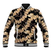 Vanuatu Cowboy Baseball Jacket Seamless Straw Hats Hibiscus LT14 Unisex Black - Polynesian Pride